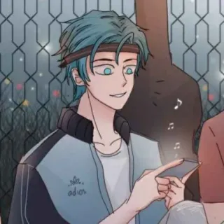 🦕 adios Anime, Junge, Gitarre, blaue Haare, Illustration whatsapp sticker