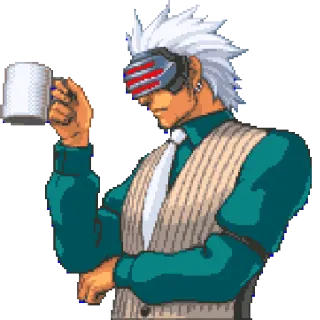 😎 Godot Ace Attorney Godot, Ace Attorney, café, personagem anime telegram sticker