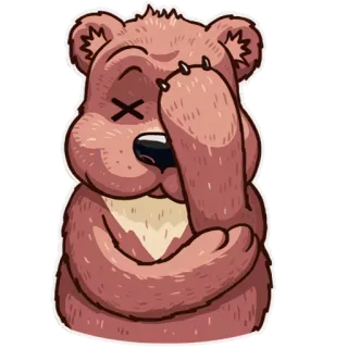 😌 urso, cobrindo os olhos, desenho animado, adesivo telegram sticker