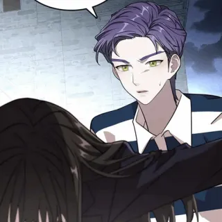 🌑 anime, manga, cartoon, purple hair, person telegram sticker