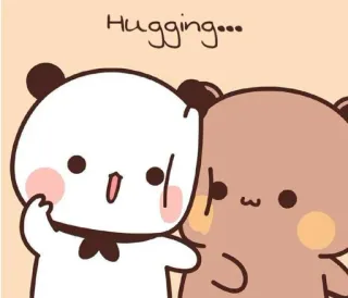 ❤️ Hugging... Câlin, Mignon, Ours, Dessin animé telegram sticker