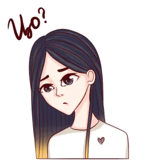 😕 Что? cô gái, câu hỏi, bối rối, anime, hoạt hình telegram sticker