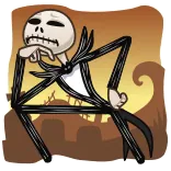 🤔 Jack Skellington The Nightmare Before Christmas Jack Skellington, O Estranho Mundo de Jack, esqueleto, pensando, desenho animado, Halloween whatsapp sticker