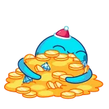 🤑 money, coins, diamonds, wealth, cartoon, sticker, treasure, blue telegram sticker