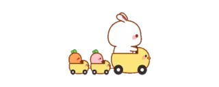 🔰 sticker, rabbit, chick, cartoon, cute, train, animal, peach telegram sticker