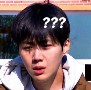 ❓ question, confus, coréen, homme, expression telegram sticker