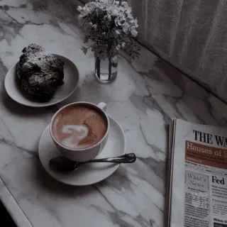 ☕️ THE WA café, journal, petit déjeuner, café, nature morte telegram sticker