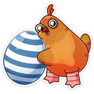 ☺️ 닭, 계란, 동물, 귀여운, 만화, 줄무늬 telegram sticker