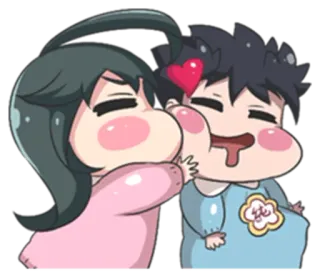 💋 cartoon, love, couple, affection, kiss telegram sticker