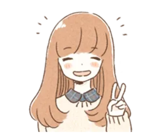 ✌ znak pokoju, dziewczyna, słodkie, kreskówka, animacja, szczęśliwy telegram sticker