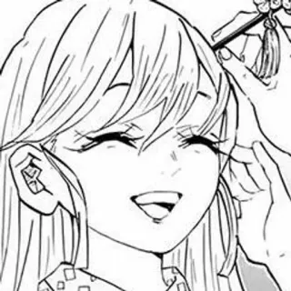 💄 动漫, 女孩, 漫画, 微笑, 发夹, 开心, 肖像 telegram sticker