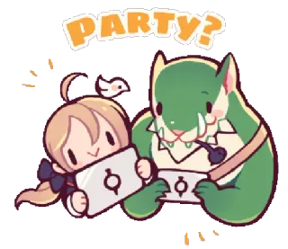 🤝 PARTY? 파티, 만화, 귀여운, 캐릭터, 축하, 애니메이션 telegram sticker