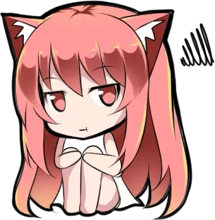 😰 Аниме, Мультфильм, Кошачьи ушки, Чиби telegram sticker