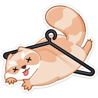 😵 แมว, ไม้แขวนเสื้อ, ตลก, การ์ตูน, ตาย, สัตว์ whatsapp sticker