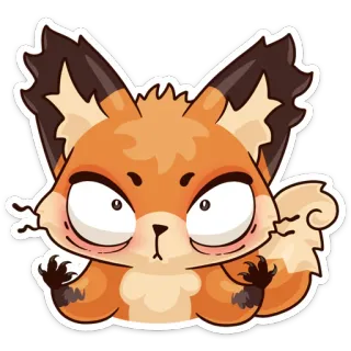 😶 lis, kreskówka, zwierzę, naklejka, słodki, śmieszny, zły telegram sticker