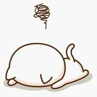 🍓 Kartun, Binatang, Putih, Sedih, Kelelahan, Berbaring whatsapp sticker