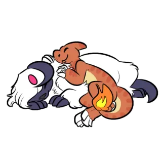 💤 pokemon, absol, charmeleon, cute, digital art, fan art, cartoon whatsapp sticker