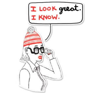 🔥 I LOOK great.
I KNOW. mulher, chapéu, óculos, moda, confiança whatsapp sticker