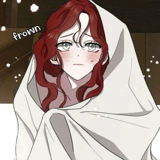 ♥️ frown anime, ragazza, triste, piangendo, emotivo, capelli rossi, accigliato telegram sticker