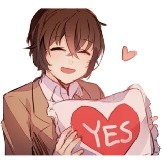 ❤️ YES Anime, süß, Herz, ja, Kissen telegram sticker