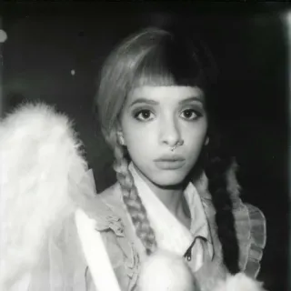 ▪️ Melanie Martinez Melanie Martinez, singer, angel, portrait, celebrity, musician, black and white telegram sticker