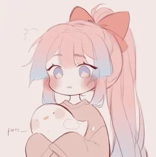 🌟 farts Dziewczyna anime, Kreskówka, Słodkie, Różowe włosy, Kawaii, Grafika, Sztuka cyfrowa telegram sticker