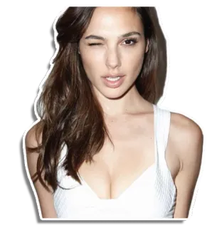 😉 Gal Gadot atriz, celebridade, mulher, retrato, piscadela whatsapp sticker