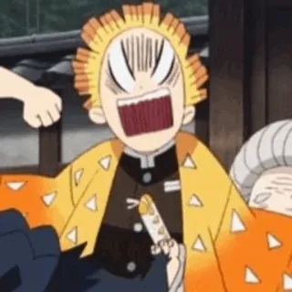 ⚡ Zenitsu Agatsuma Demon Slayer 젠이츠, 귀멸의 칼날, 애니메이션, 가운데 손가락 telegram sticker