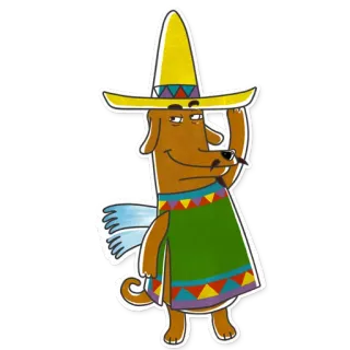 😈 cachorro, sombrero, desenho animado, animal, mexicano telegram sticker