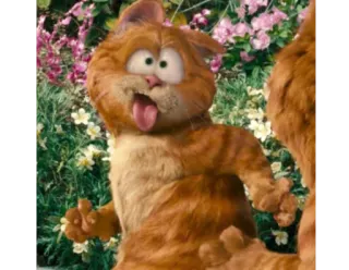 😝 Garfield cartoon, cat, orange cat, funny, tongue, Garfield, animal telegram sticker