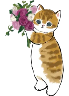 💐 cat, flowers, cute, animal, bouquet telegram sticker
