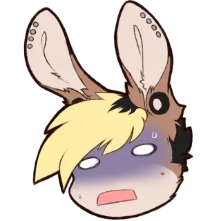 😰 Фурри, Тревога, Кролик, Мультик, Животное, Милый, Эмоциональный whatsapp sticker