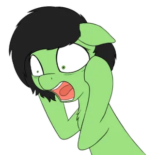 😰 小马, 绿色, 卡通, 震惊, 惊讶, 表情, 动漫 telegram sticker