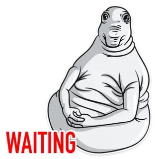😪 WAITING attente, blob, créature, assis, patient, ennuyé whatsapp sticker