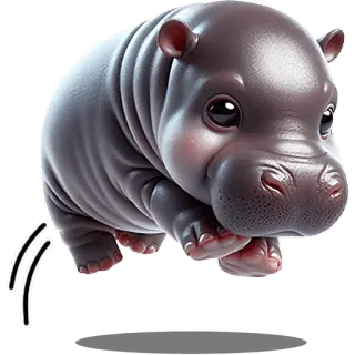 🤿 カバ, 可愛い, 動物, 漫画, ステッカー, 赤ちゃんカバ, 哺乳類 whatsapp sticker