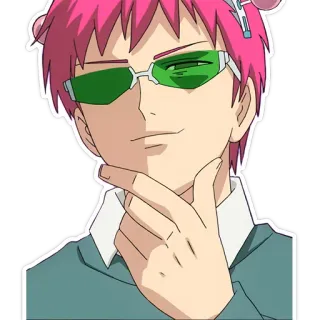 🤔 Saiki Kusuo The Disastrous Life of Saiki K. Anime, Saiki K, Kusuo, Cabelo Rosa, Óculos Verdes, Personagem telegram sticker