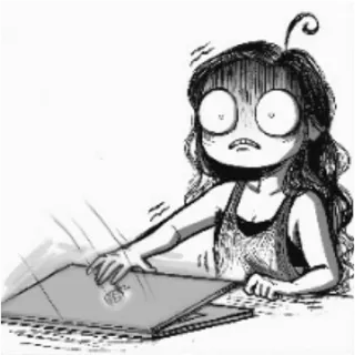 😱 Cartoon, Comic, geschockt, Computer, Illustration, Angst telegram sticker