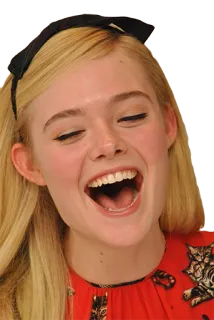 😆 femme blonde, souriant, portrait, bandeau, joyeux, rire telegram sticker