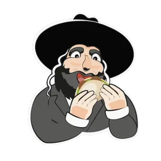 🍔 manger, orthodoxe, juif, homme, religieux, dessin animé telegram sticker