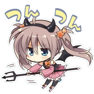 ⚪️ つんつん อนิเมะ, จิบิ, ปีศาจ, เขา, น่ารัก telegram sticker