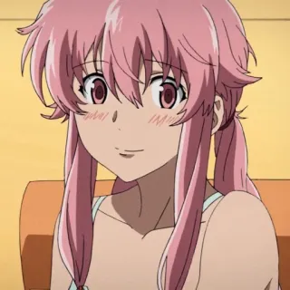 💈 Yuno Gasai Mirai Nikki Anime, Yandere, Cheveux roses, Future Diary, Fille, Mignon whatsapp sticker