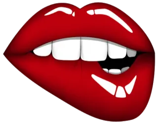 👄 lips, mouth, teeth, red, sexy, biting lip, seductive, expression telegram sticker