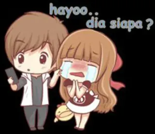 😣 hayoo.. dia siapa? Cartoon, Paar, Weinen, Beziehung, Anime, Emotion, Kawaii whatsapp sticker