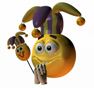 🤡 Emoji, Bufón, Dibujo animado, Sonrisa, Sombrero, Divertido whatsapp sticker