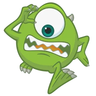 🏃‍♂️ Mike Wazowski Monsters, Inc. Monster, Cartoon, Grün, Einäugig, Verwirrt, Figur telegram sticker