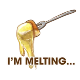 😱 I'M MELTING... che si scioglie, miele, cibo, forchetta, dolce, dessert, cartone animato whatsapp sticker