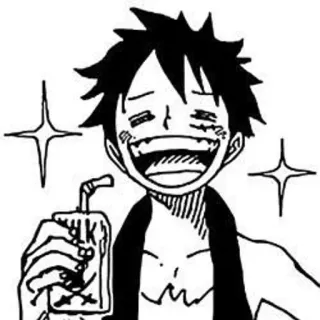 😊 Luffy One Piece milk Anime, One Piece, Ruffy, Milch, Cartoon, Getränk, Fröhlich telegram sticker