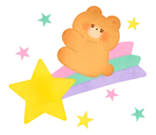 🌰 หมี, ดาว, น่ารัก, การ์ตูน, คาวาอิ, สีพาสเทล whatsapp sticker