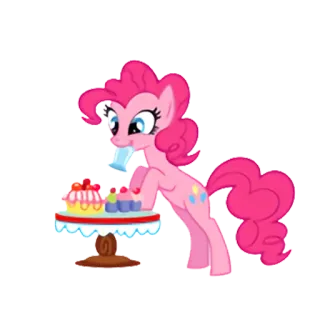 😜 Pinkie Pie My Little Pony My Little Pony, Kreskówka, Animacja, Pinkie Pie, Kucyk, Deser, Ciasto, Babeczki telegram sticker