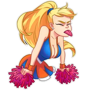 👅 啦啦队长, 卡通, 绒球, 女人, 舌头 telegram sticker